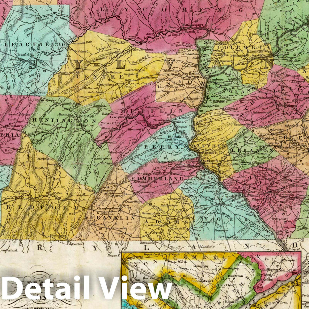 Historic Map : 1832 Pennsylvania New Jersey And Delaware - Vintage Wall Art