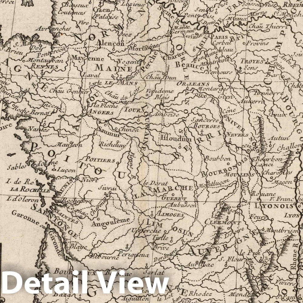 Historic Map : France, 1764 Carte de la France. , Vintage Wall Art