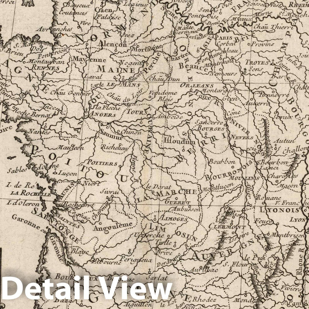 Historic Map : France, 1764 Carte de la France. , Vintage Wall Art