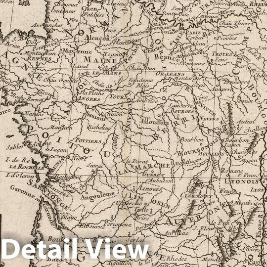 Historic Map : France, 1764 Carte de la France. , Vintage Wall Art