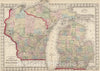 Historic Map : National Atlas - 1874 County and Township Map of the States of Michigan and Wisconsin. - Vintage Wall Art