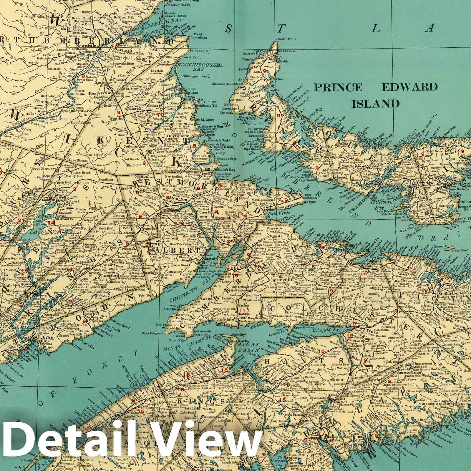 Historic Map : 1924 Nova Scotia, New Brunswick, and Prince Edward Island. v2 - Vintage Wall Art