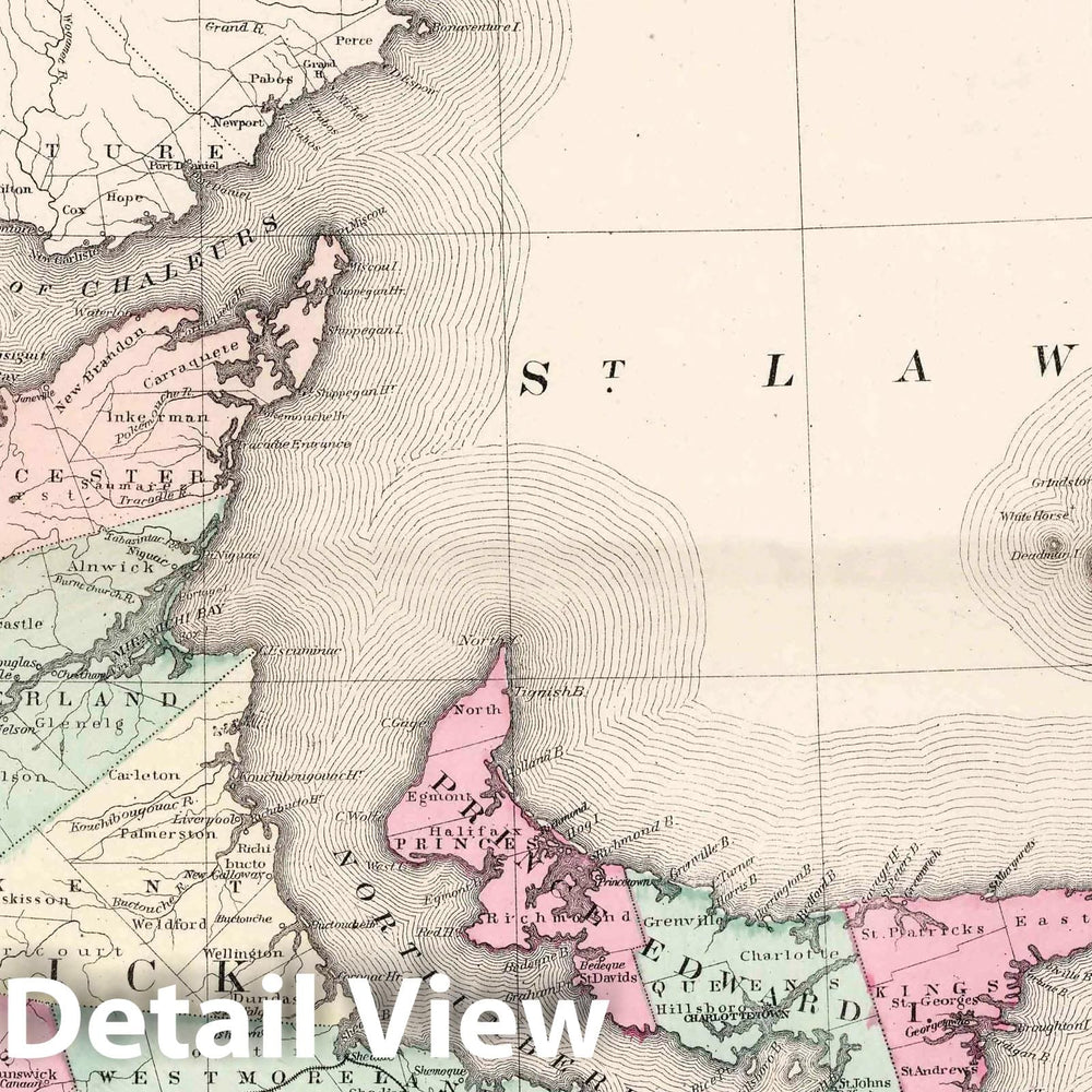 Historic Map : 1874 New Brunswick, Nova Scotia & Prince Edward's Island. - Vintage Wall Art