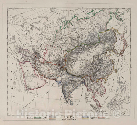 Historic Map : School Atlas - 1824 Asien. Berlin 1824. von R.v.L. - Vintage Wall Art