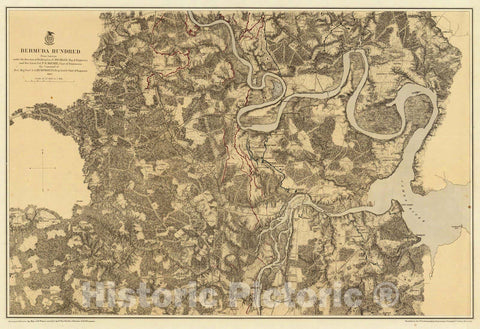Historic Map : Military Atlas - 1869 Bermuda Hundred. - Vintage Wall Art