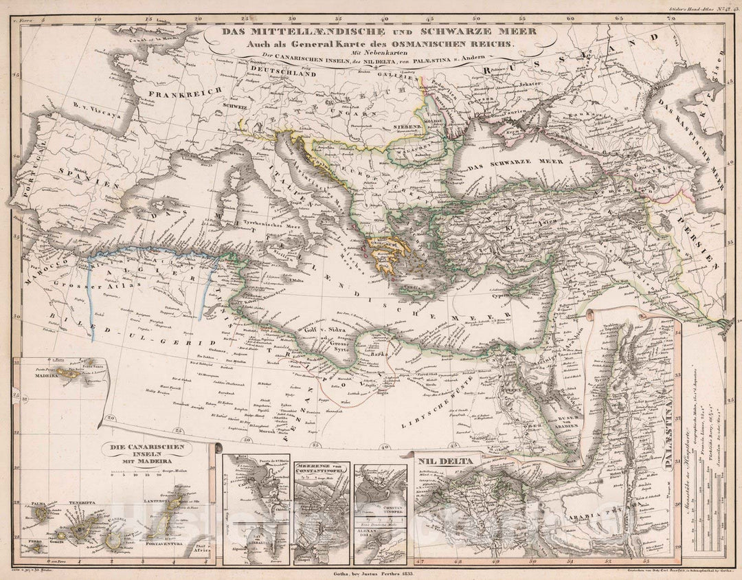 Historic Map : Black Sea Region 1833 Das mittellaendische und schwarze Meer, 1833 , Vintage Wall Art