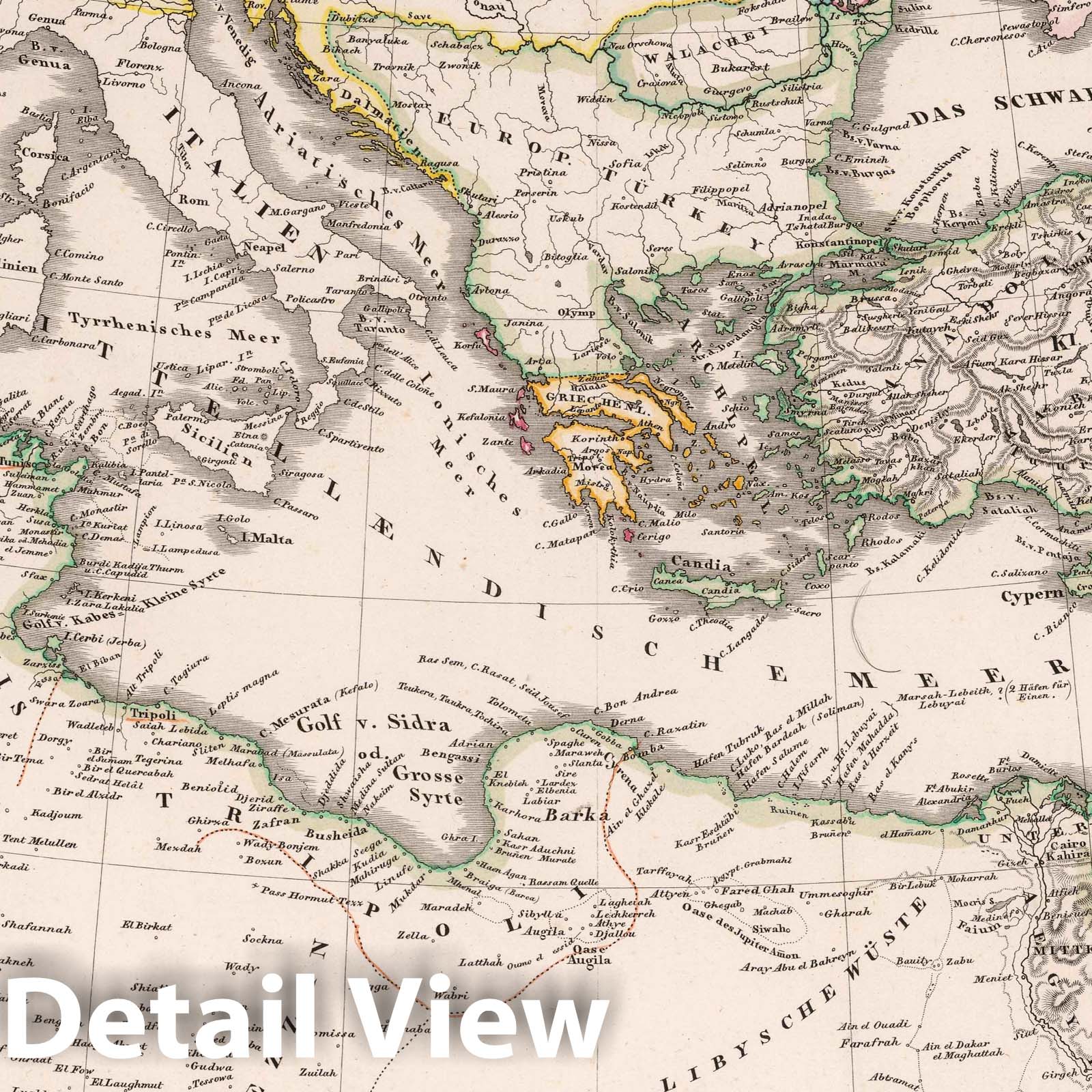 Historic Map : Black Sea Region 1833 Das mittellaendische und schwarze Meer, 1833 , Vintage Wall Art