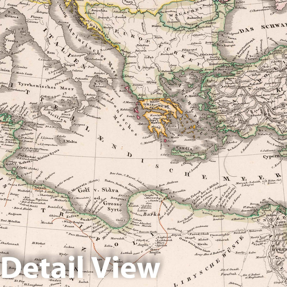 Historic Map : Black Sea Region 1833 Das mittellaendische und schwarze Meer, 1833 , Vintage Wall Art