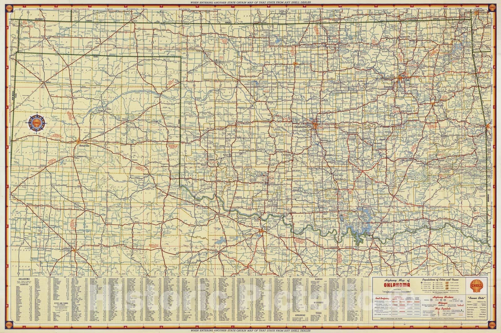 Shell Highway Maps Historic Map - National Atlas - 1948 Shell Highway Map of Oklahoma ...