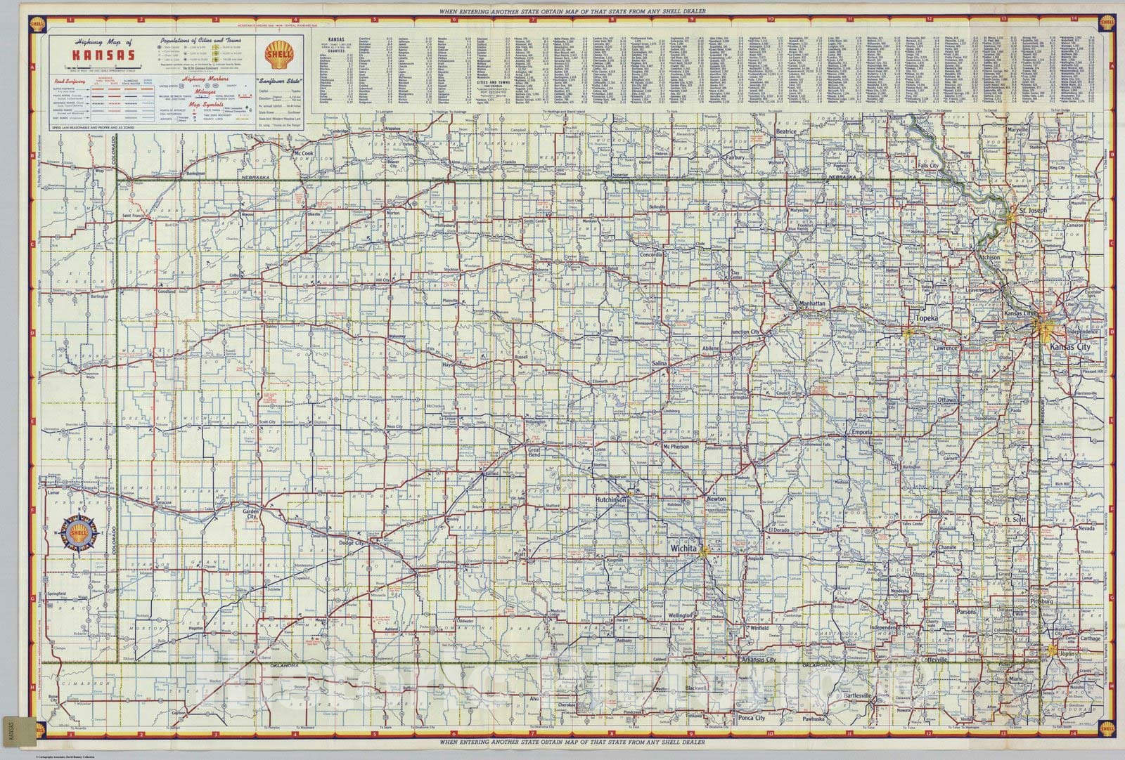 Historic Map : National Atlas - 1950 Shell Highway Map of Kansas. - Vi ...