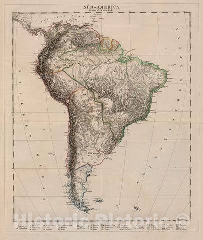 Historic Map : School Atlas - 1824 Sud America. Berlin 1824 von RvL. - Vintage Wall Art