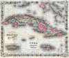 Historic Wall Map : Cuba; Jamaica; Puerto Rico, 1855 Cuba, Jamaica and Porto Rico (Puerto Rico) , Vintage Wall Art