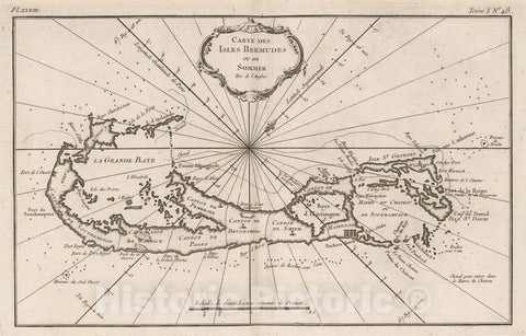 Historic Map : Bermuda, 1764 Carte des isles Bermudes ou de Sommer tire de I'anglois. , Vintage Wall Art