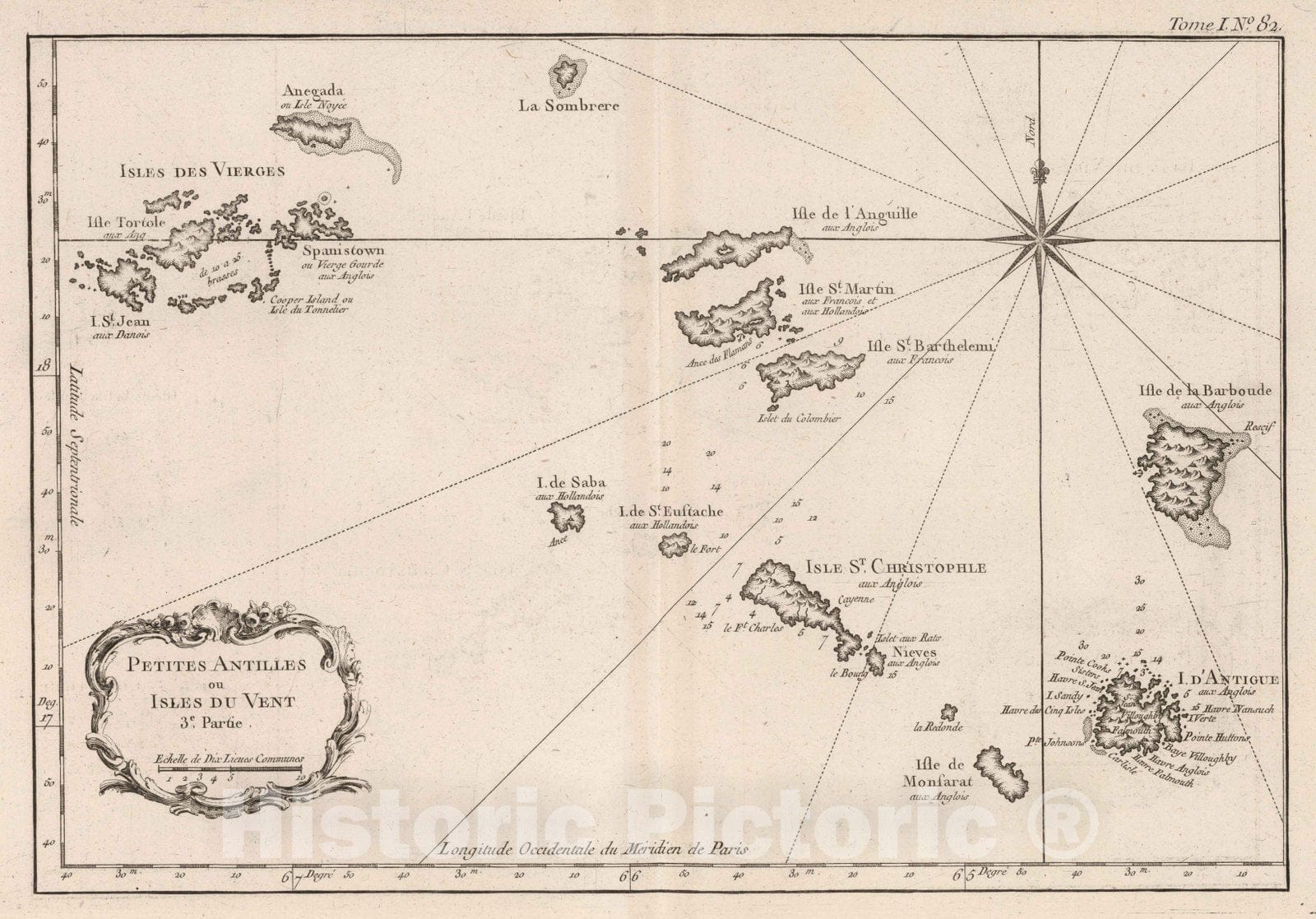Historic Map : Windward Islands (U.K.), , West Indies 1764 Petites Antilles ou isles du Vent. 3 partie. , Vintage Wall Art