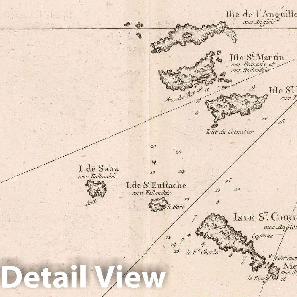 Historic Map : Windward Islands (U.K.), , West Indies 1764 Petites Antilles ou isles du Vent. 3 partie. , Vintage Wall Art
