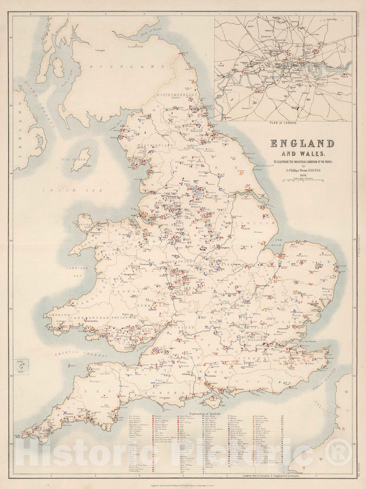 Historic Map : Statistical Atlas - 1881 England and Wales to Illustrat ...
