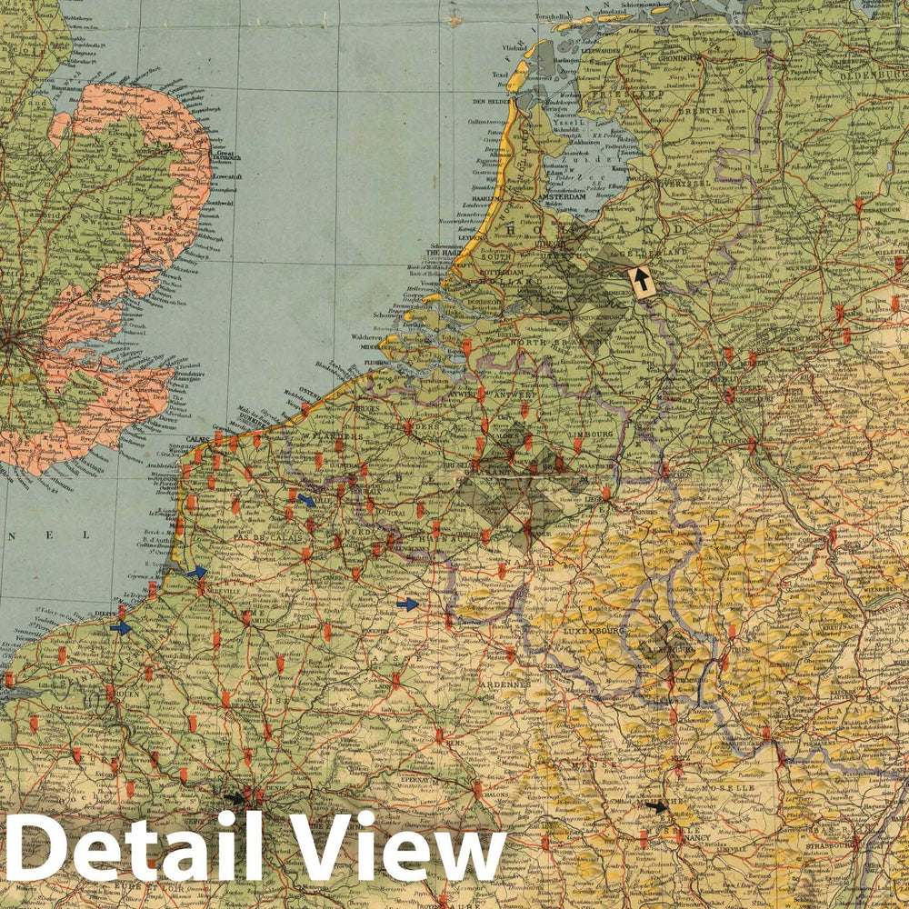 Historic Map : School Atlas - 1944 Daily Express War Map, Western Zone. - Vintage Wall Art