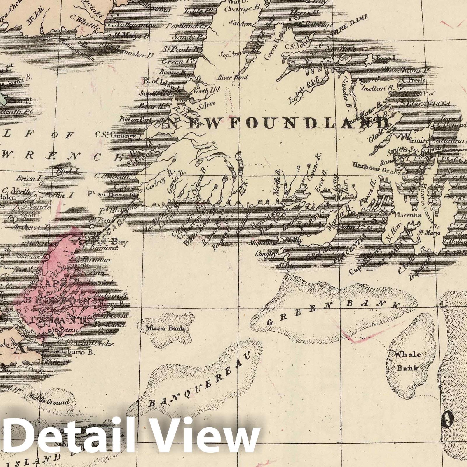 Historic Map : National Atlas - 1867 Newfoundland, Nova Scotia, New Brunswick, Cape Breton and Prince Edward Islands. - Vintage Wall Art