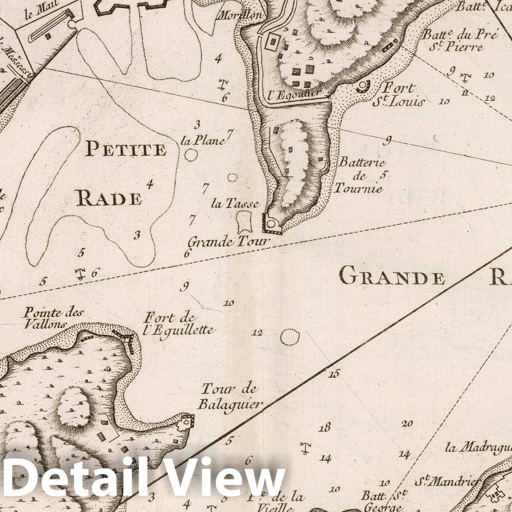 Historic Map : France , Toulon France, Provence 1764 Plan des rades de Toulon. Croisey [sculp.] , Vintage Wall Art
