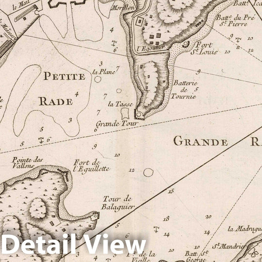 Historic Map : France , Toulon France, Provence 1764 Plan des rades de Toulon. Croisey [sculp.] , Vintage Wall Art