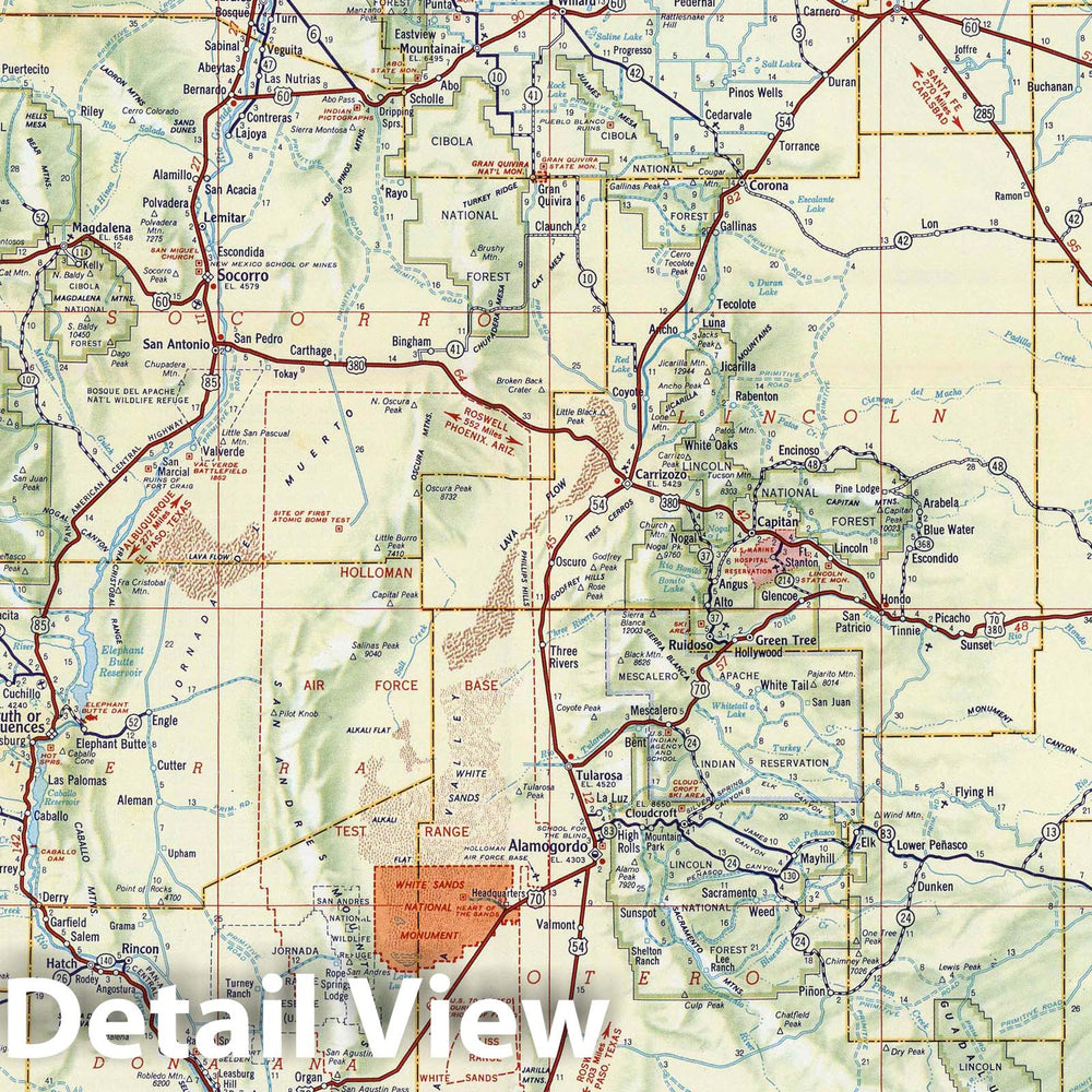 Historic Map : National Atlas - 1956 Shell Highway Map of New Mexico. - Vintage Wall Art