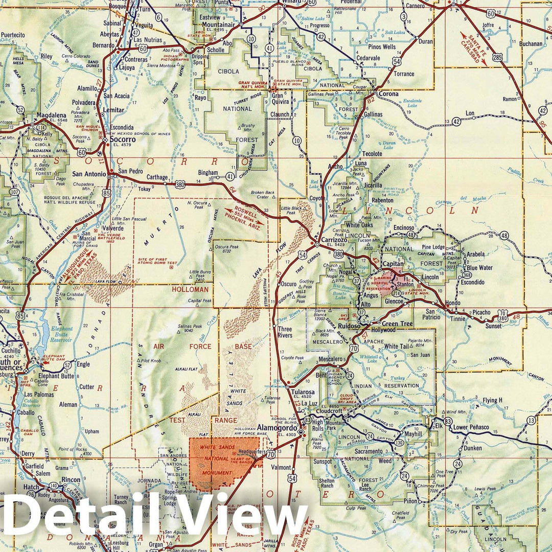Historic Map : National Atlas - 1956 Shell Highway Map of New Mexico. - Vintage Wall Art