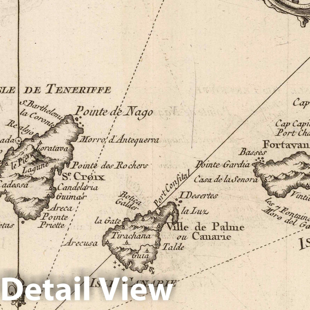 Historic Map : Canary Islands 1764 Carte des Isles Canaries , Vintage Wall Art