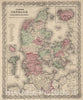 Historic Map : 1866 Denmark. - Vintage Wall Art