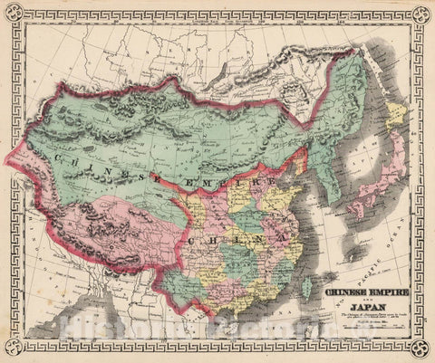 Historic Map : 1865 Chinese Empire and Japan. - Vintage Wall Art