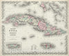 Historic Map : 1874 Cuba, Jamaica and Puerto Rico. - Vintage Wall Art