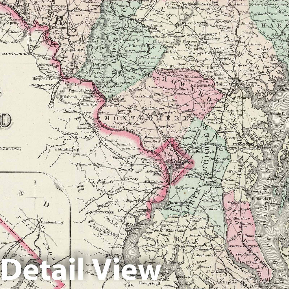 Historic Map : 1874 Delaware and Maryland. - Vintage Wall Art