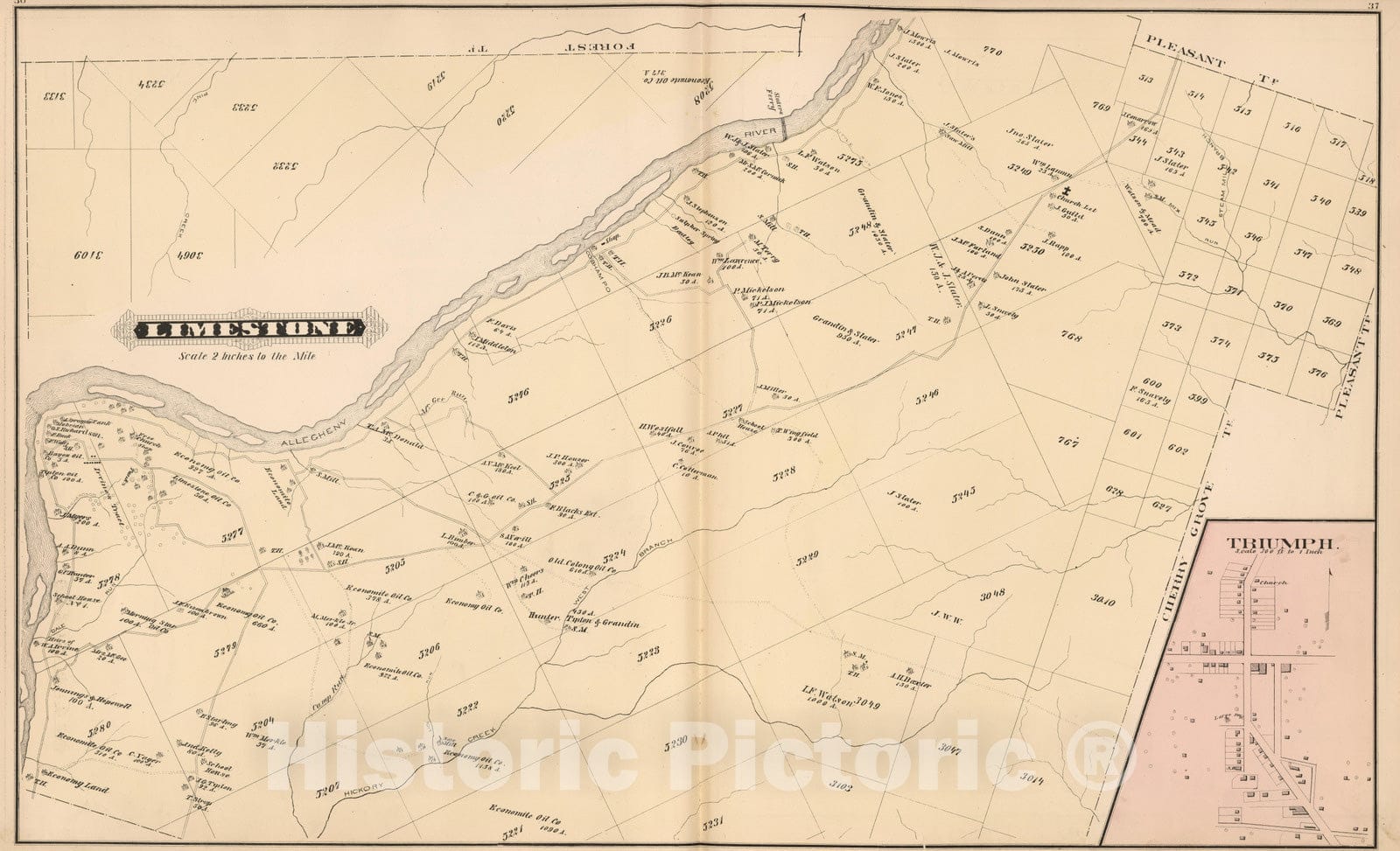 Historic Map : 1878 Limestone, Warren County, Pennsylvania. Triumph. - Vintage Wall Art