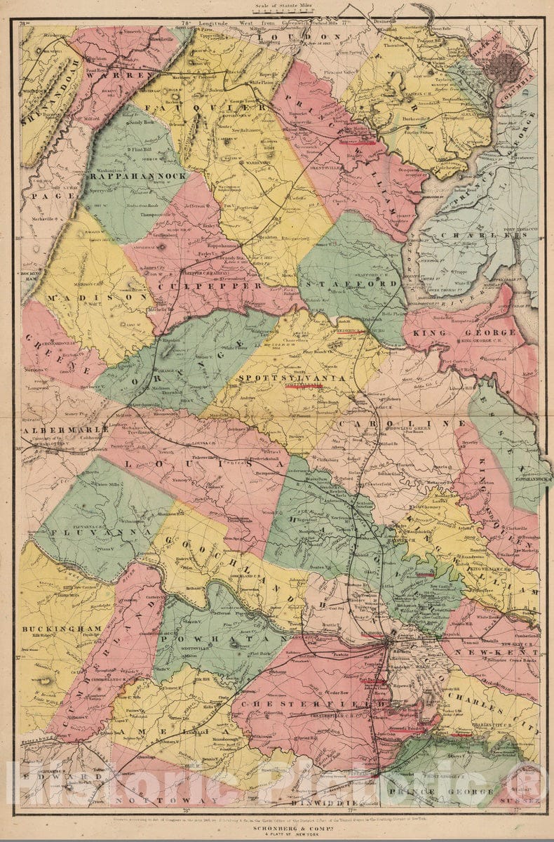 Historic Map : 1865 (Seat of the Civil War - Virginia). - Vintage Wall Art