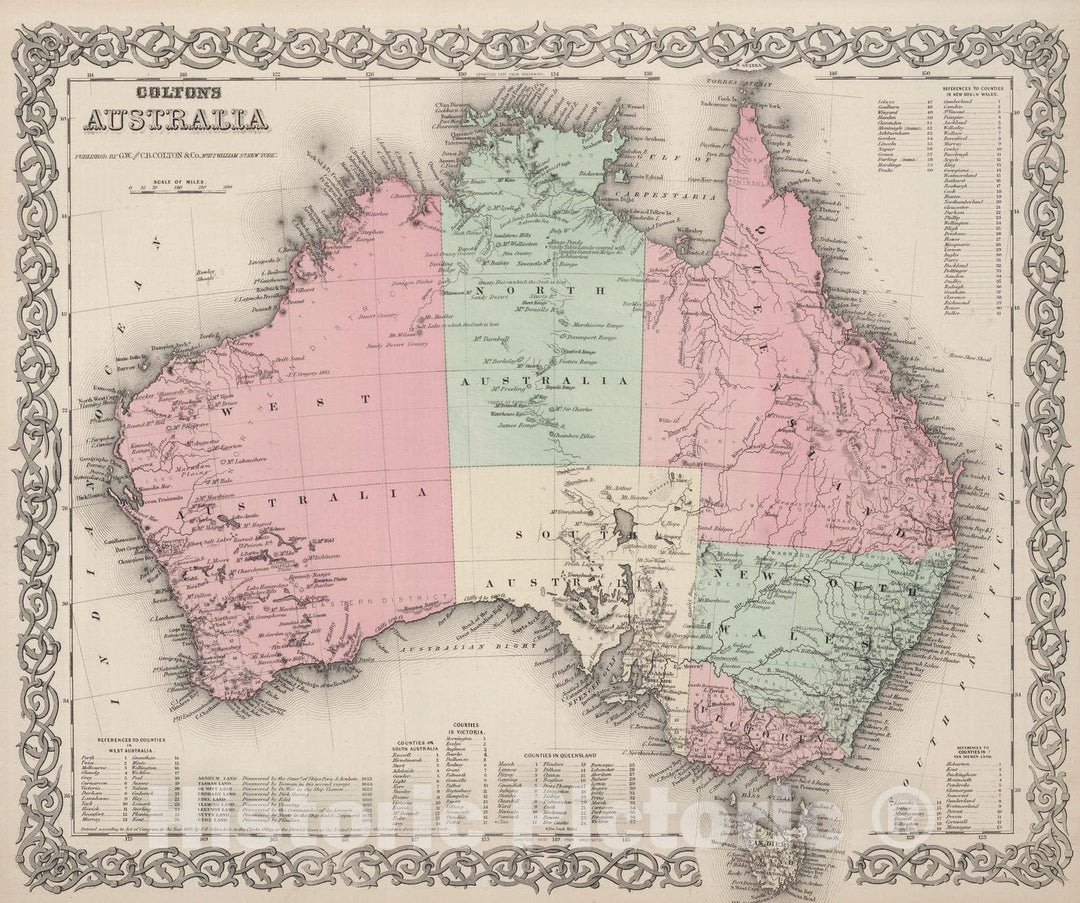 Historic Map : 1874 Australia. - Vintage Wall Art