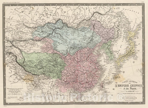 Historic Map : China; Japan; Mongolia; Korea, 1875 Empire Chinois et Japon. , Vintage Wall Art