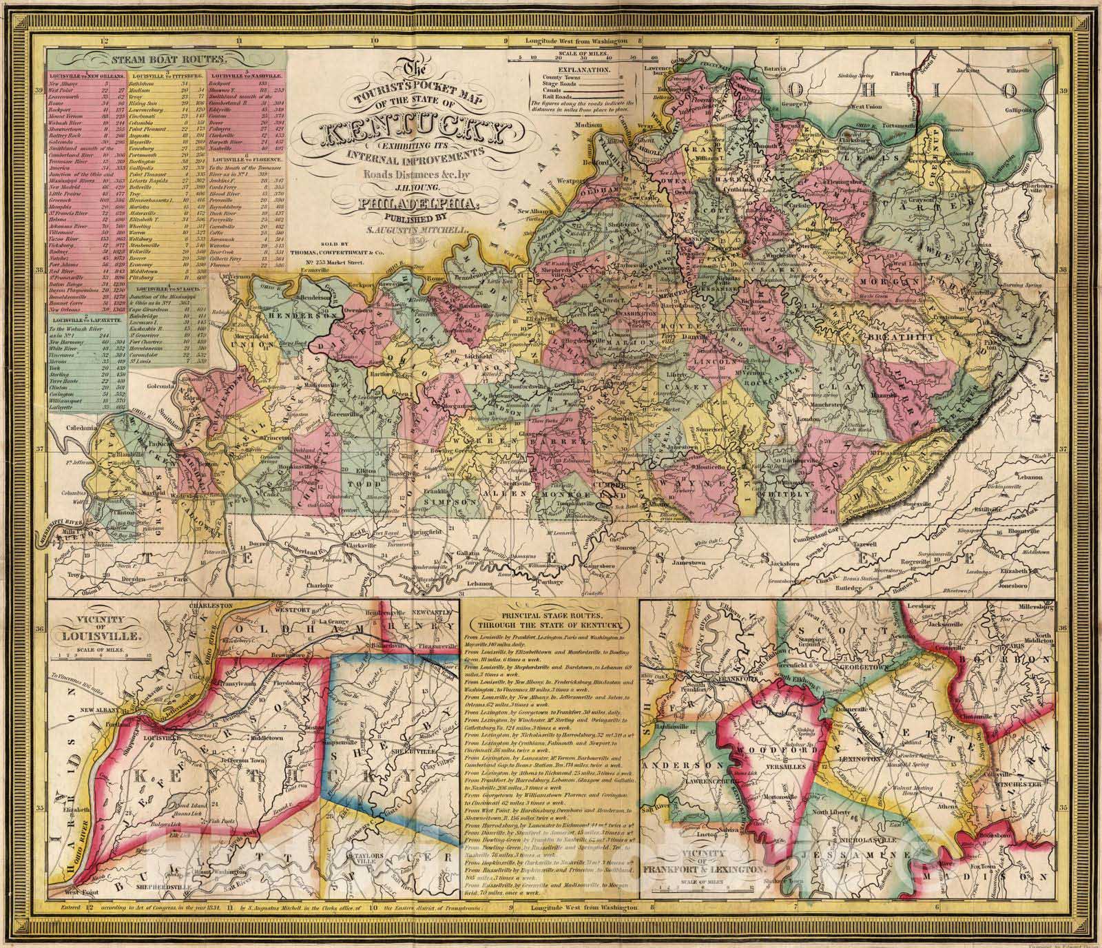 Historic Map : 1850 Kentucky - Vintage Wall Art - Historic Pictoric