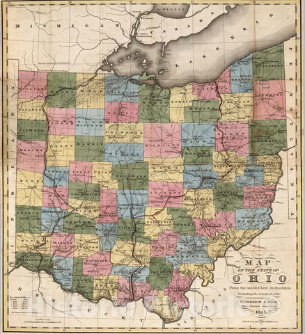 Historic Map : 1831 State Of Ohio - Vintage Wall Art