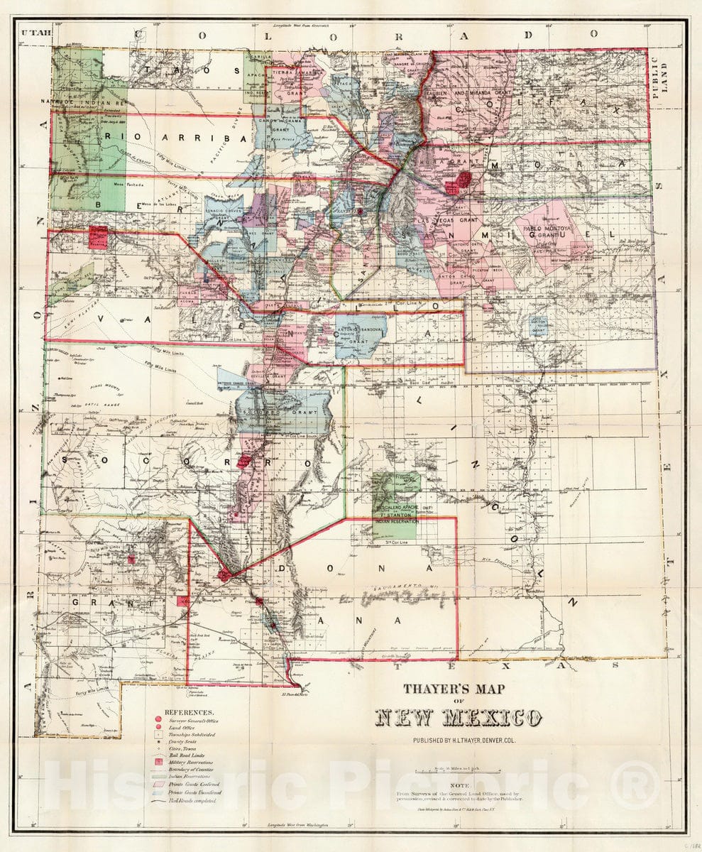 Historic Map : 1882 Map Of New Mexico. - Vintage Wall Art