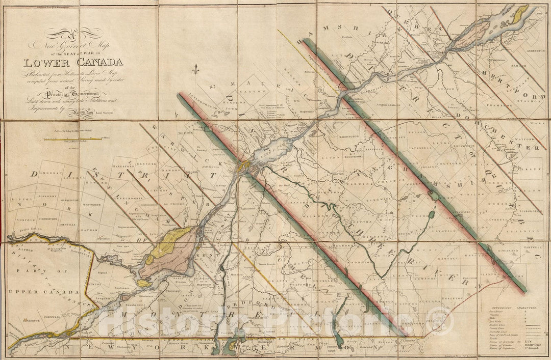 Historic Map : Case Map - 1814 Seat of War in Lower Canada. - Vintage Wall Art