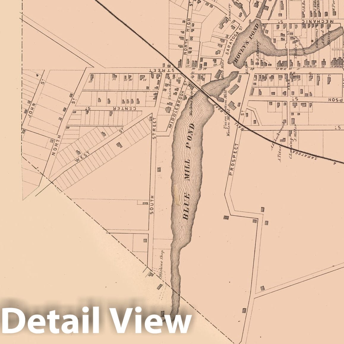 Historic Wall Map 1866 Ballston Spa, New York. Vintage Wall Art
