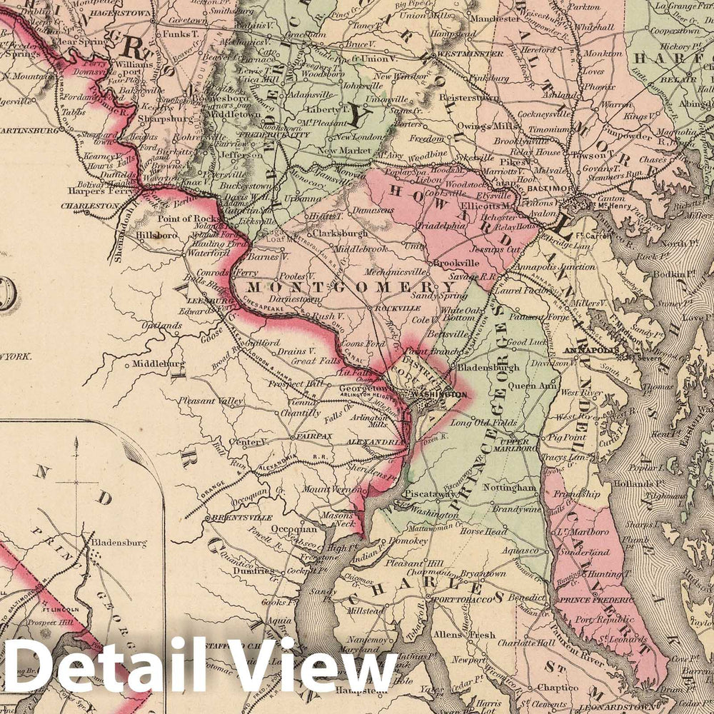 Historic Map : 1866 Delaware and Maryland. - Vintage Wall Art