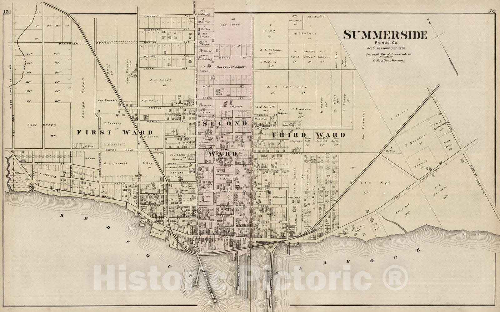 Historic Map : 1880 Summerside, Prince Co. - Vintage Wall Art ...