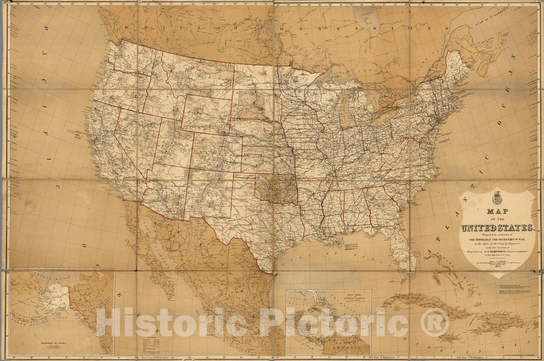 Historic Map : Case Map - 1877 Map Of The United States. - Vintage Wall Art