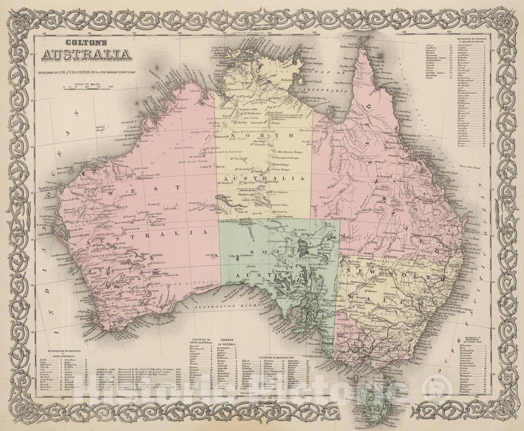 Historic Map : 1886 Australia. v2 - Vintage Wall Art