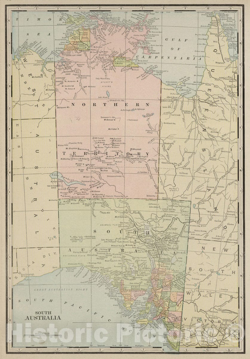 Historic Map : 1901 South Australia. v1 - Vintage Wall Art