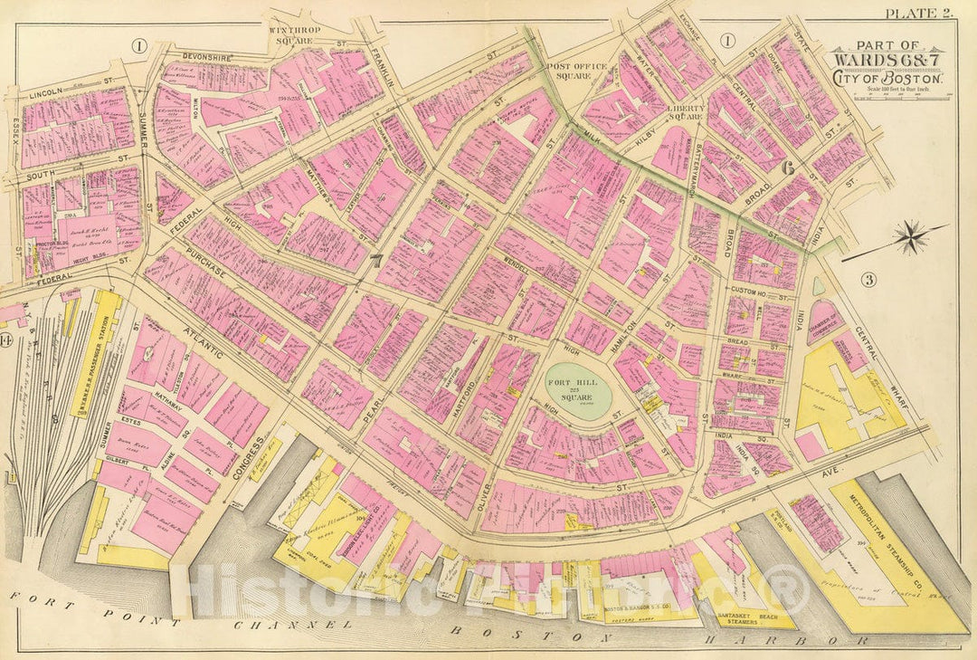 Historic Map : City Atlas - 1895 2. Wards 6-7. - Vintage Wall Art