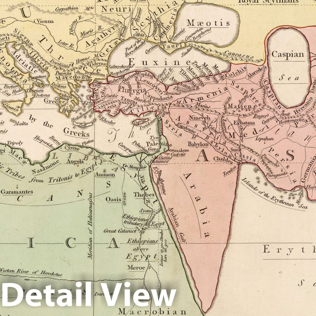 Historic Map - World Atlas - 1819 World according to the Idea of Herodotus. - Vintage Wall Art