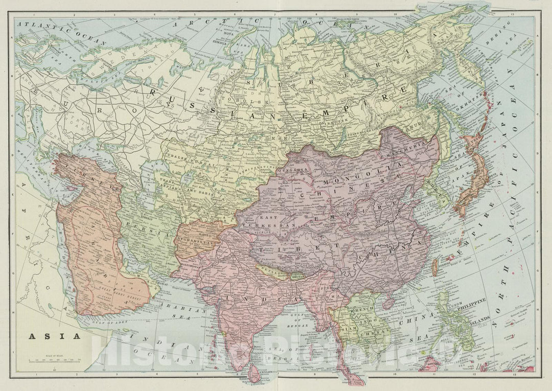 Historic Map : 1901 Asia. - Vintage Wall Art