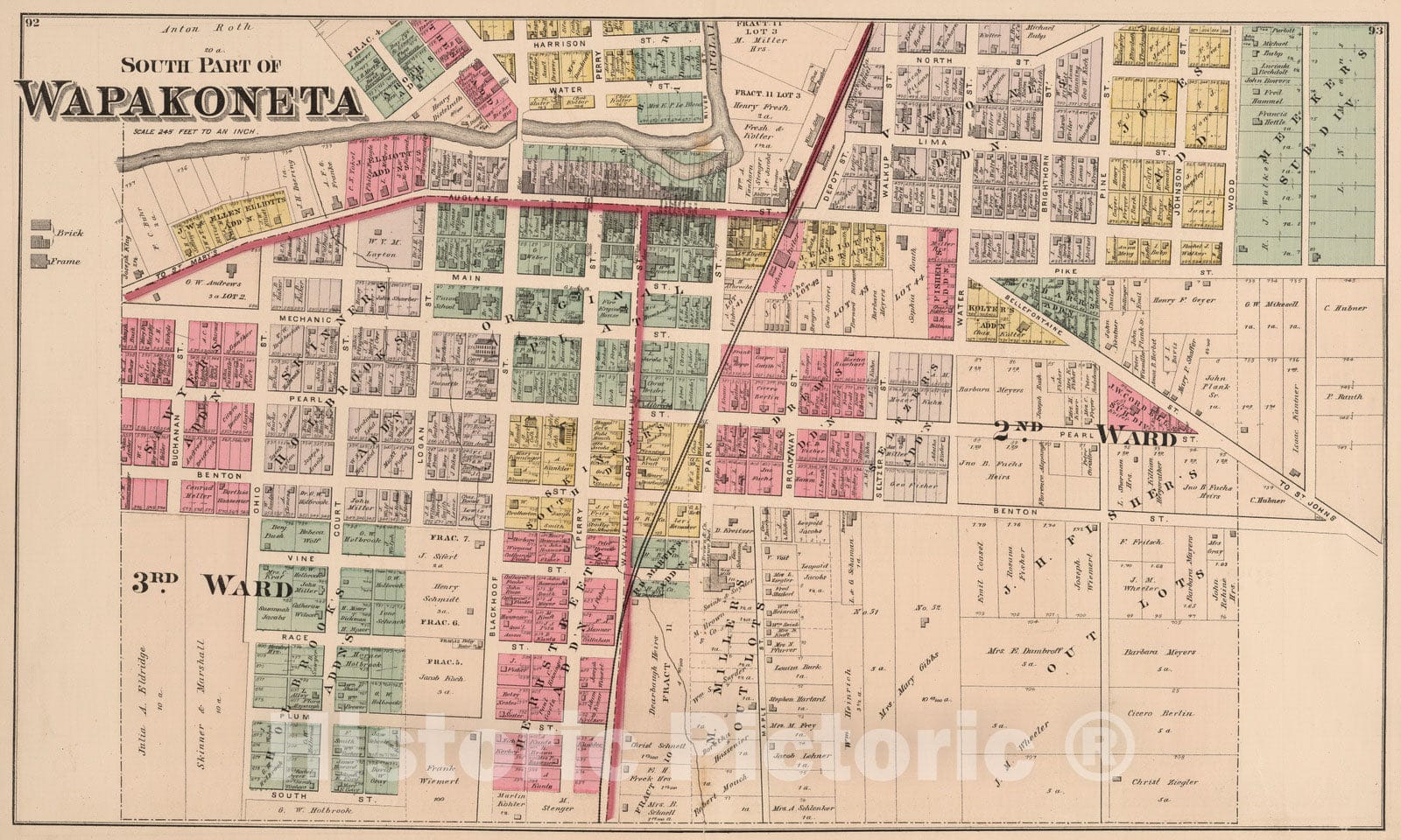 Historic Map 1880 South Part of Ohio. Vintage Wall Art