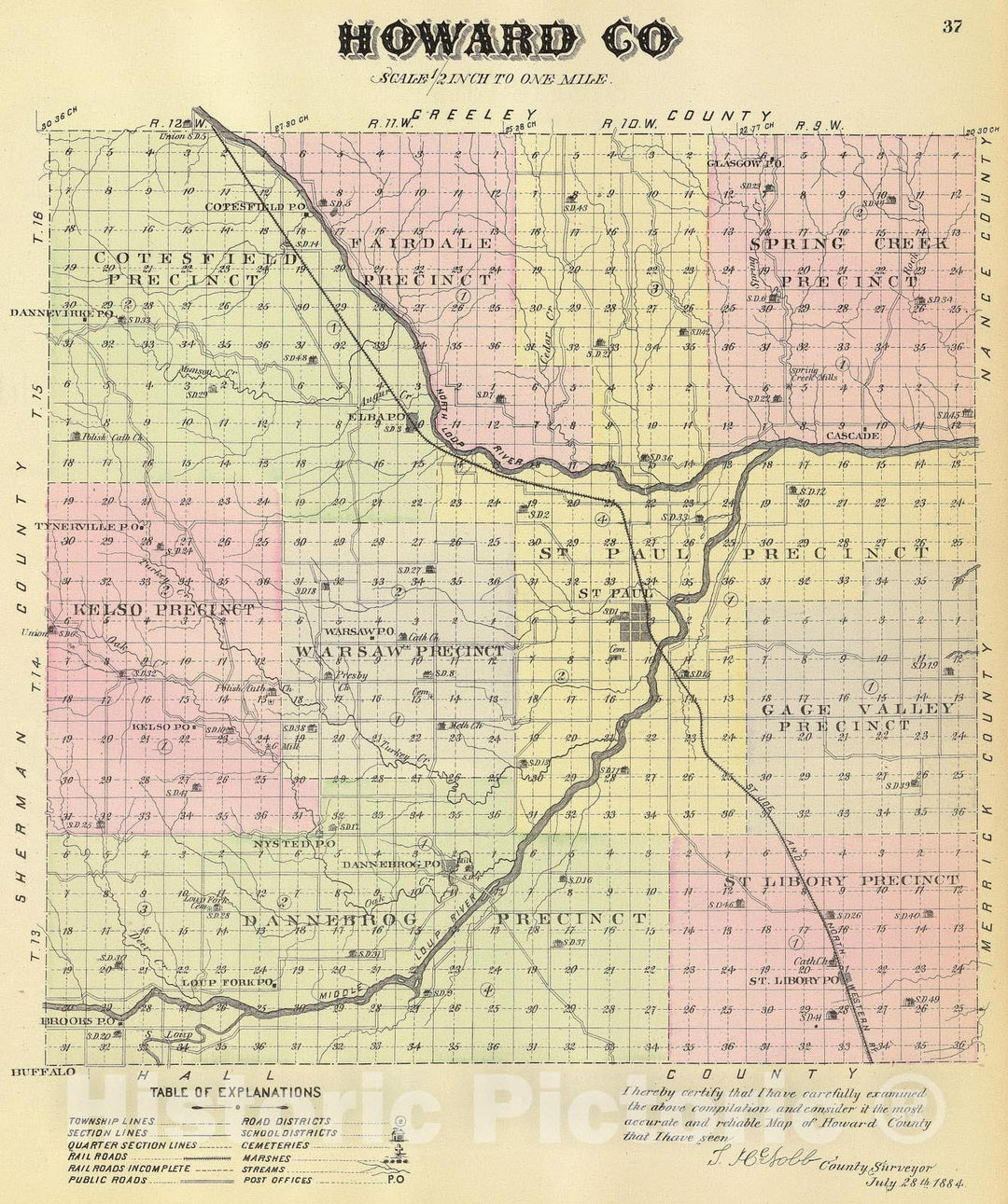 Historic Map : 1885 Howard Co. - Vintage Wall Art